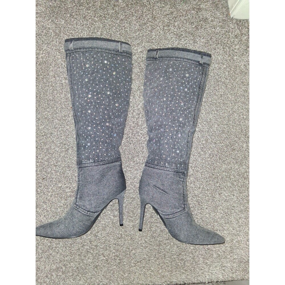 NEW! Women's London Rag Cornik Multi-Color Stone Black Denim Boots, Size 6.5 - Picture 7 of 12